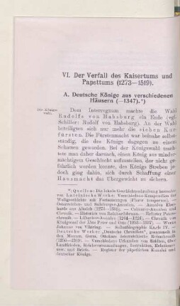 VI. Der Verfall des Kaisertums und Papsttums (1278-1519)