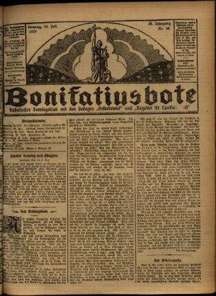 Erste Ausgabe vom Sonntag, den 24. Juli 1921.