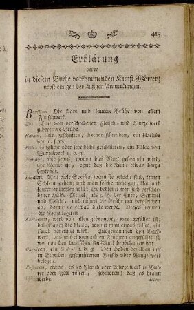 Erklärung derer in diesem Buche vorkommenden Kunst-Wörter; nebst einigen beyläufigen Anmerkungen