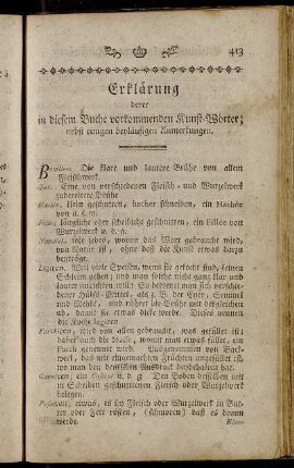 Erklärung derer in diesem Buche vorkommenden Kunst-Wörter; nebst einigen beyläufigen Anmerkungen