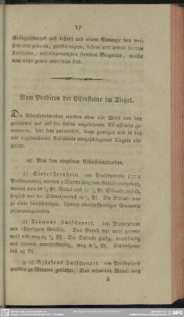 Vom Probiren der Eisensteine im Tiegel