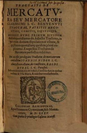 Tractatus de mercatura seu mercatore