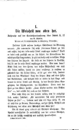 Die Weisheit von oben her : (Ansprache auf der Kreislehrerkonferenz über Jakob 3, 17)