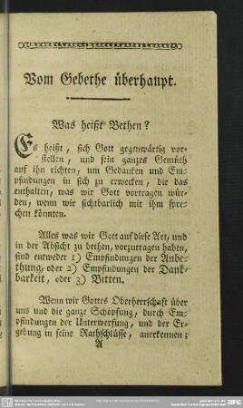 Vom Gebethe überhaupt