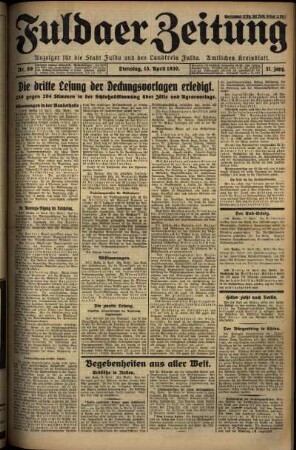 Ausgabe vom Dienstag, den 15. April 1930.