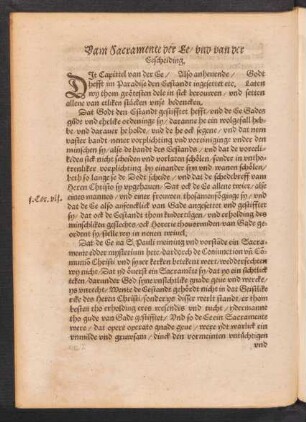 Vam Sacramente der Ee/ und van der Gescheiding.