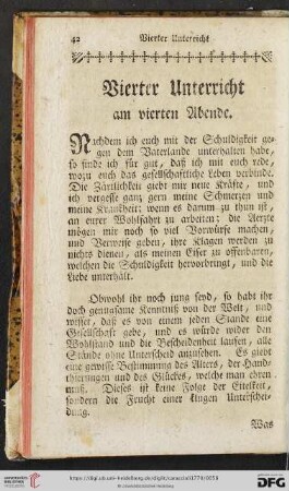 Vierter Unterricht am vierten Abende