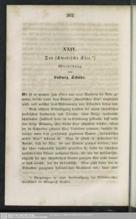 XXIV. Der schwedische Klee. : Mittheilung
