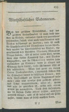 Wirthschaftliches Vademecum.