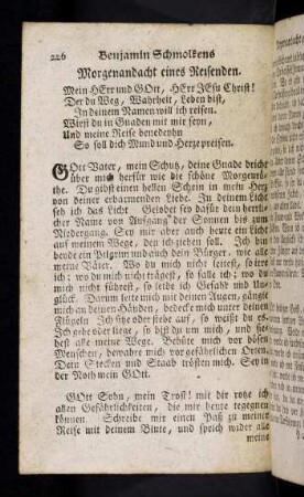 226-232, Morgenandacht eines Reisenden; Abend-Andacht eines Reisenden
