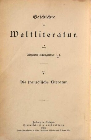 Geschichte der Weltliteratur, 5. Die französische Literatur