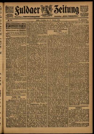 Zweite Ausgabe vom Dienstag, den 26. Januar 1904.