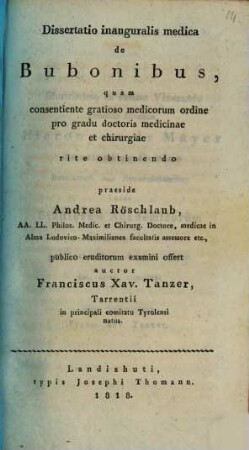Diss. inaug. med. de bubonibus