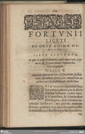Liber Secundus. In quo ex propria sententia explicatur, Unde, Quomodo, & Quando Anima humana habeat Originem