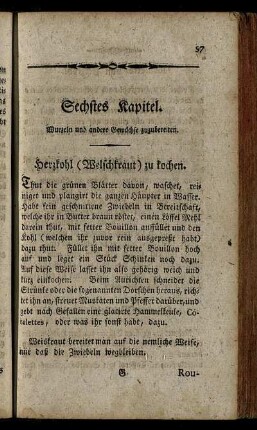 Sechstes Kapitel. Wurzeln und andere Gewächse zuzubereiten.