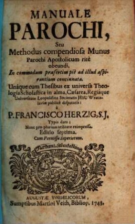 Manuale Parochi ...