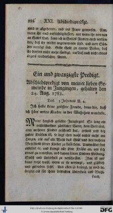 Ein und zwanzigste Predigt.