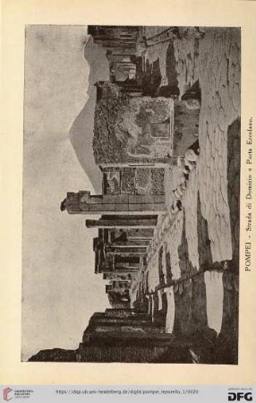 Pompei – Strada di Domzio e Porta Ercolano. – Route de Domitius et porte d’Herculanum – Statue of Domizius and the Ercolano Gate. – Strasse des Domizio und Porta Ercolano.