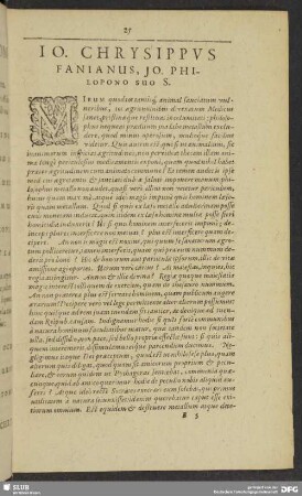 Io. Chrysippus Fanianus, Jo. Philopono Suo s.