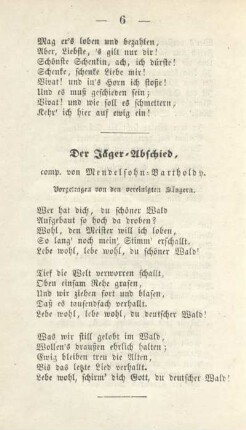 Der Jäger-Abschied, comp. von Mendelsohn-Bartholdy.