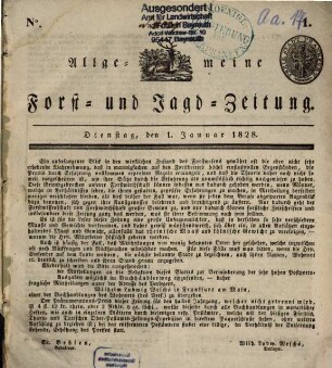 Allgemeine Forst- und Jagdzeitung : Allg. F. u. J. Ztg. = German journal of forest research. 1828