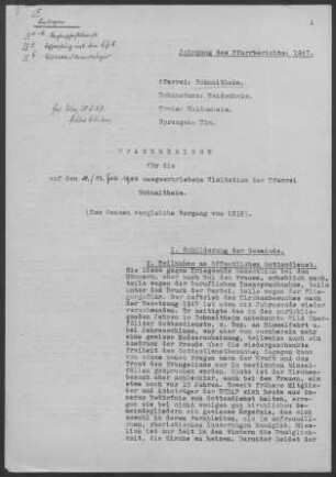 Schnaitheim mit Aufhausen: Pfarrbericht 1947