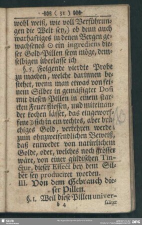 III. Von dem Gebrauch dieser Pillen