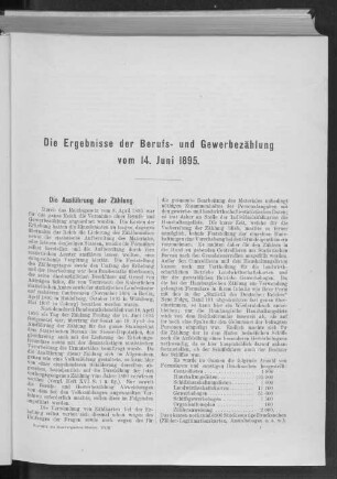 Die Ergebnisse der Berufs- und Gewerbezählung vom 14. Juni 1895.