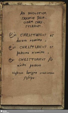 Eigenhändige Widmung von Nikolaus Selnecker, Widmungsempfänger Christian 