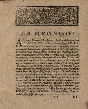 Obumbrationem virtutis Altissimi ad ductum Oration. acad. B. J. G. Dorschaei ... publ. asseret
