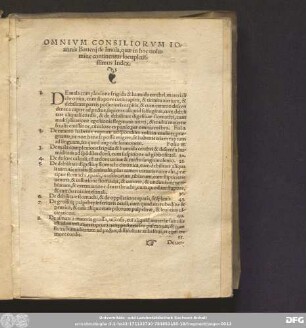 Omnium Consiliorum Ioannis Bauerii de Imola, quae in hoc volumine continentur locupletissimus Index.
