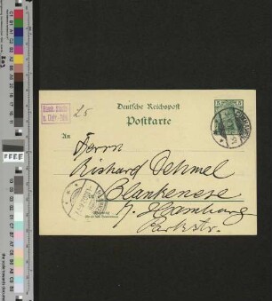 Postkarte an Richard Dehmel