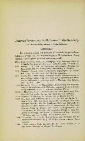 Über die Verbreitung von Mollusken in Württemberg