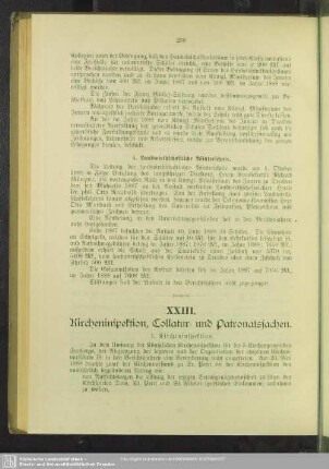 XXIII. Kircheninspektion, Collatur- und Patronatssachen