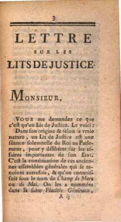 Lettre Sur Les Lits De Justice