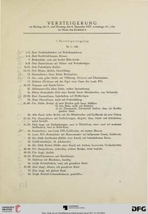 Versteigerung (Nr. 1- 593)
