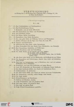 Versteigerung (Nr. 1- 593)