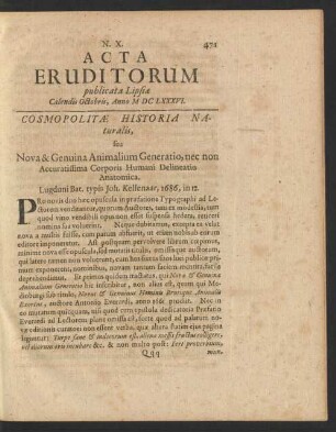N. X. [...] Calendis Octobris, Anno M DC LXXXVI.
