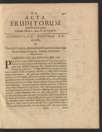 N. X. [...] Calendis Octobris, Anno M DC LXXXVI.