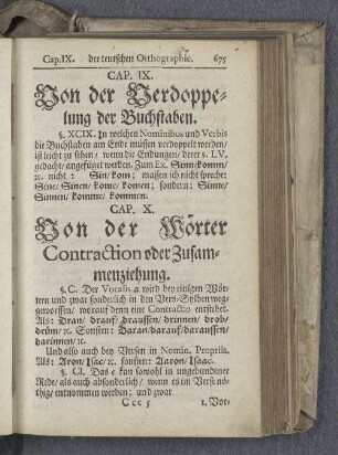 Cap. IX. Von der Wörter Contraction oder Zusammenziehung.