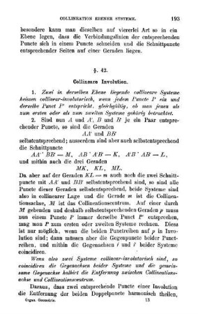 § 42. Collineare Involution.
