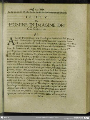 Locus V. De Homine In Imagine Dei Condito