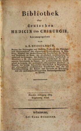 Bibliothek der deutschen Medicin und Chirurgie. 2. 1829, Erg.-Bd.