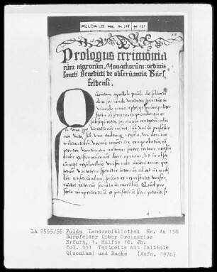 Liber ordinarius Bursfeldensis, Caeremoniale Bursfeldense — Initiale O (uoniam), Folio 131 recto