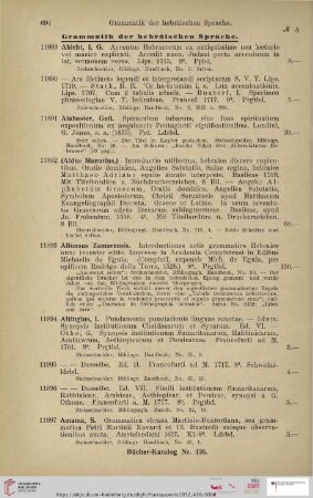Grammatik der hebräischen Sprache (Nr. 11889 - 12063)