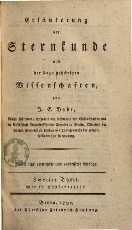Erläuterung der Sternkunde und der dazu gehörigen Wissenschaften, 2