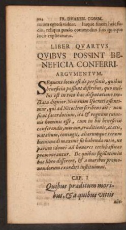 Liber Quartus Quibus Possint Beneficia Conferri.