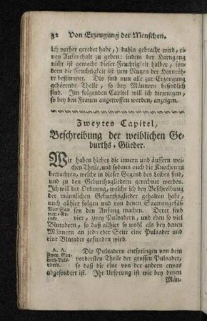 Zweytes Capitel, Beschreibung der weiblichen Geburths-Glieder.