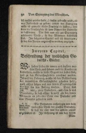 Zweytes Capitel, Beschreibung der weiblichen Geburths-Glieder.