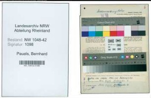 Entnazifizierung Bernhard Pauels , geb. 05.11.1902 (Angestellter)